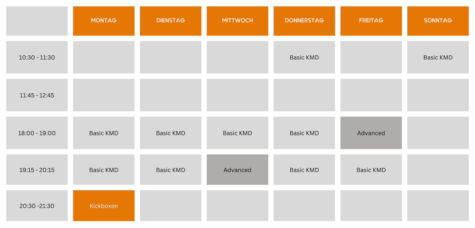 KICKBOX KONZEPT® Stundenplan Paunsdorf Halle 1